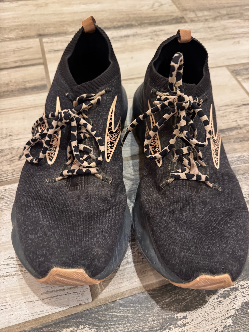 Brooks Women's Black Knit Athletic Sneakers with Tan Accents